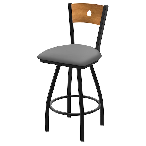 36" Swivel Counter Stool, Nickel Finish, Med Back, Canter Grey Seat
